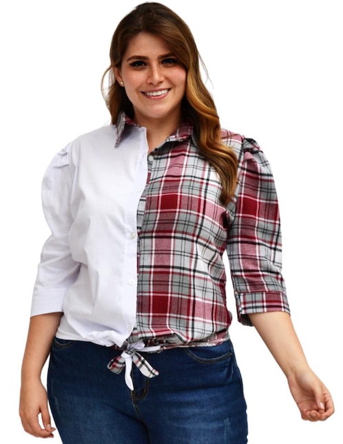 Blusa camisera Roman Fashion manga 3/4 para mujer