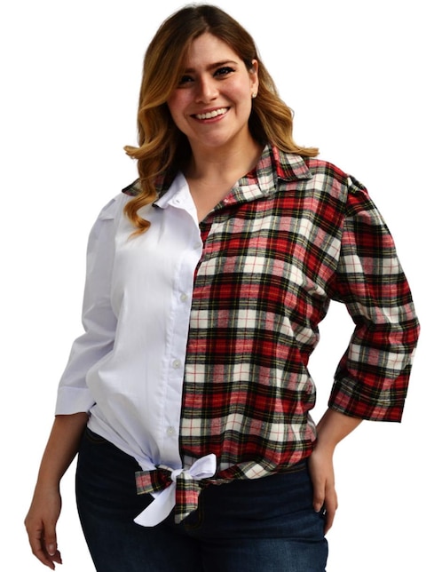 Blusa camisera Roman Fashion manga 3/4 para mujer