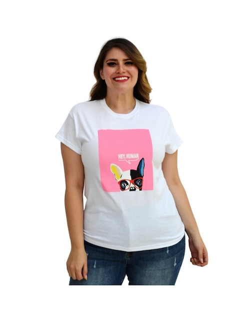Playera manga corta cuello redondo para mujer