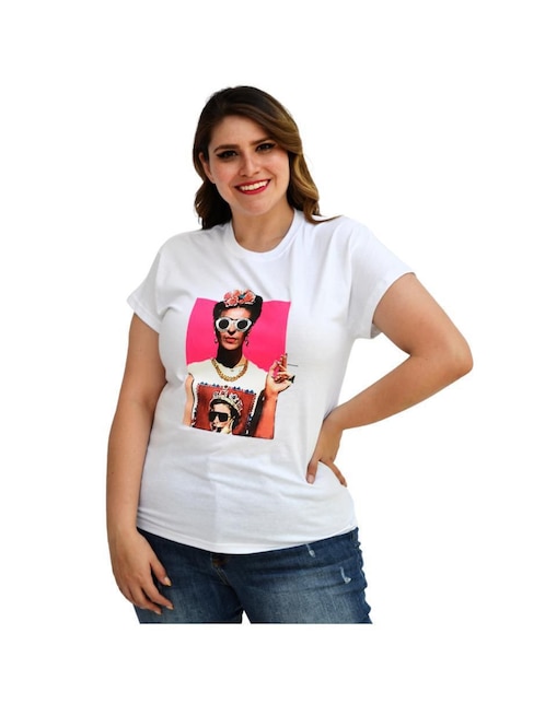 Playera manga corta Roman Fashion cuello redondo para mujer