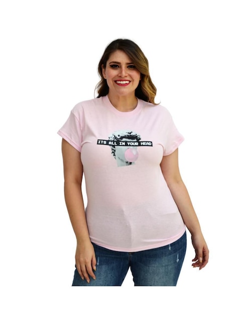 Playera manga corta Roman Fashion cuello redondo para mujer