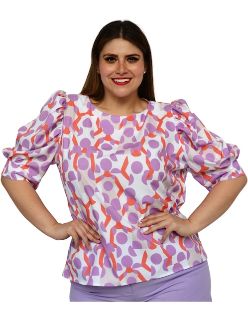 Blusa Roman Fashion manga corta para mujer