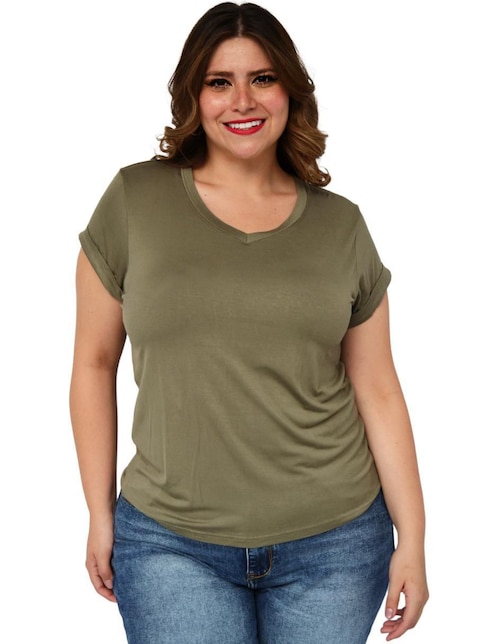 Playera manga corta Balam cuello v para mujer