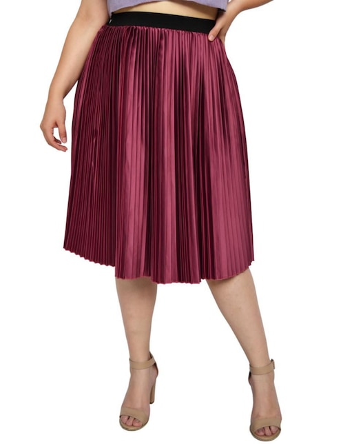Falda midi Roman Fashion con pretina ancha