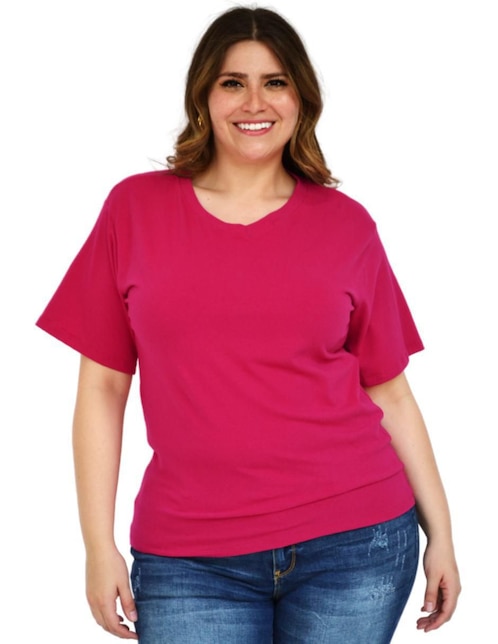Playera manga corta cuello v para mujer 1