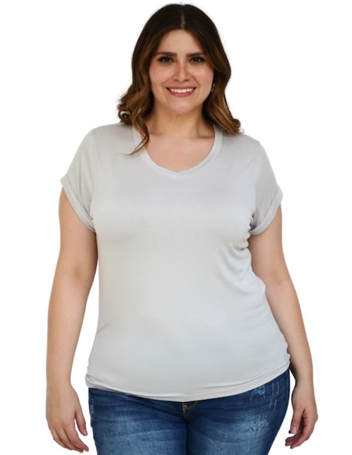 Playera manga corta Balam cuello v para mujer