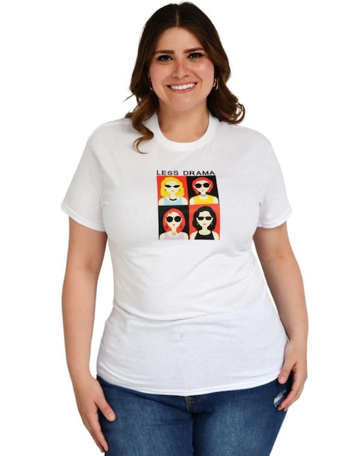 Playera manga corta Roman Fashion cuello redondo para mujer