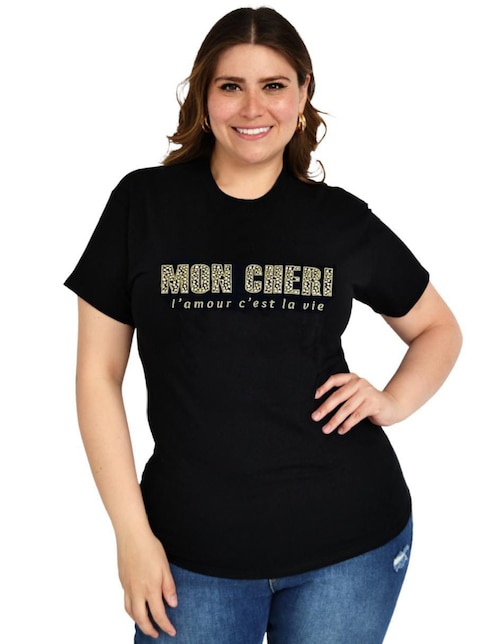 Playera manga corta Roman Fashion cuello redondo para mujer