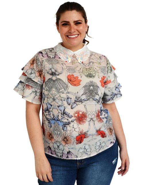 Blusa Roman Fashion manga corta para mujer