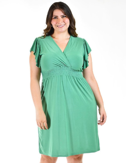 Vestido a la rodilla casual escote v para mujer 1