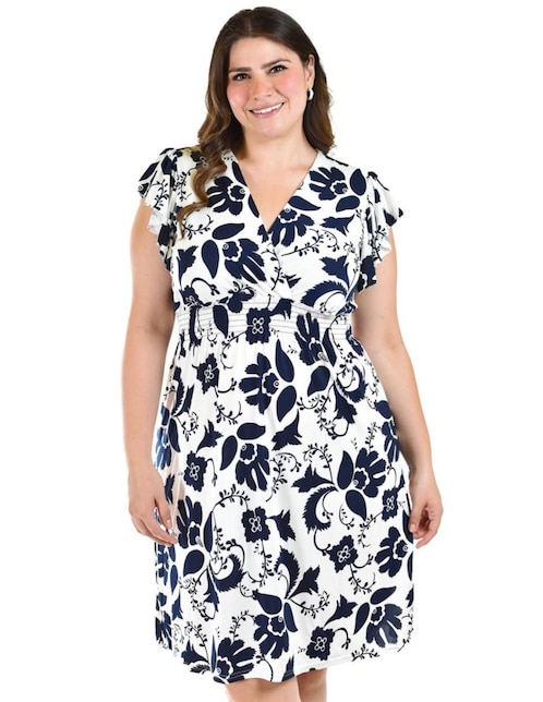 Vestido a la rodilla casual escote v para mujer