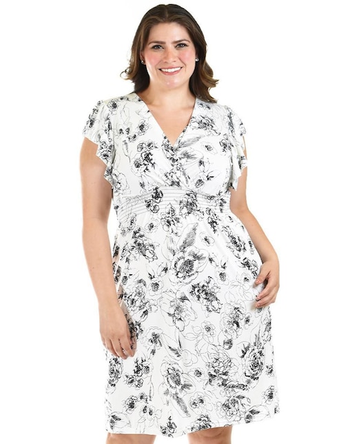Vestido a la rodilla casual escote v para mujer 1
