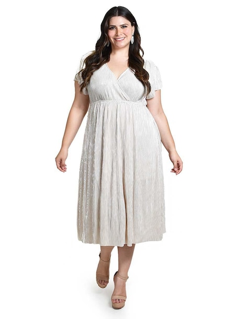 Vestido midi de fiesta escote V 1