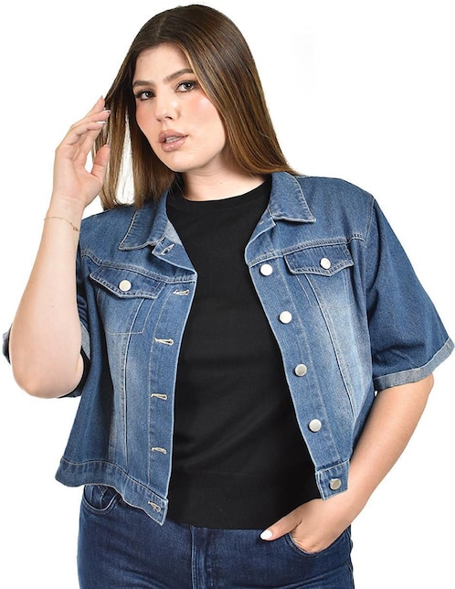Chamarra casual Roman Fashion de mezclilla para mujer