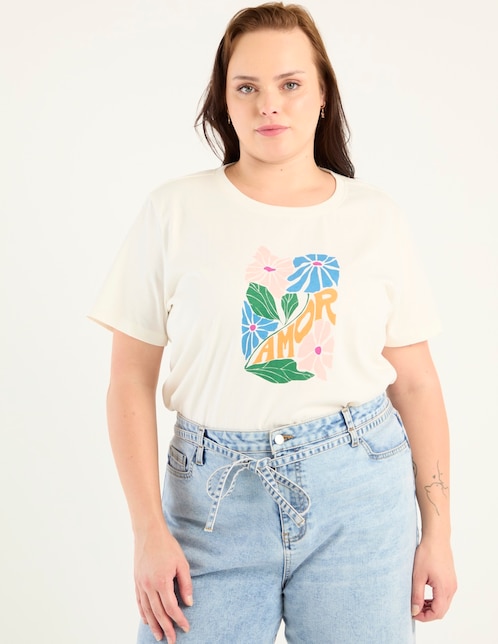 Playera manga corta  cuello redondo para mujer 1