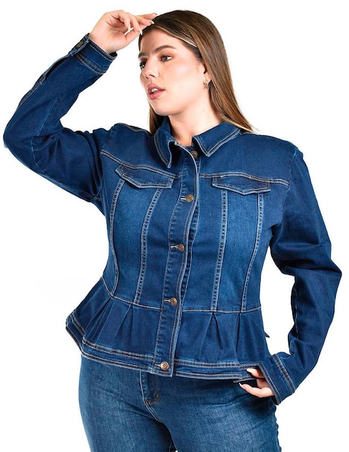 Chamarra casual Roman Fashion de mezclilla para mujer