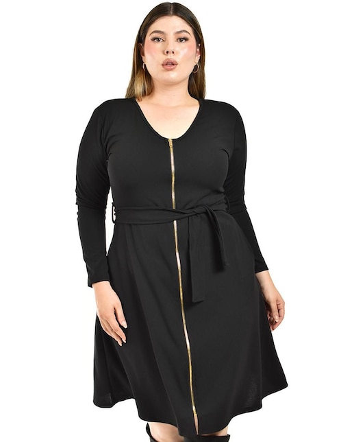 Vestido a la rodilla de fiesta escote redondo 1