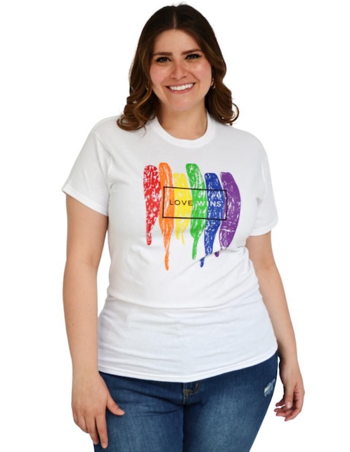Playera manga corta Roman Fashion cuello redondo para mujer