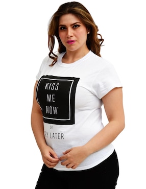 Playera manga corta Roman Fashion cuello redondo para mujer