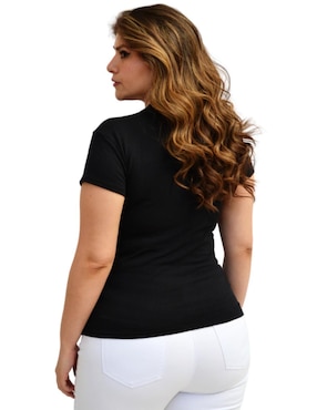 Playera manga corta Roman Fashion cuello redondo para mujer