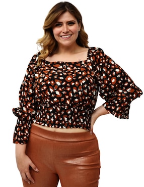 Blusa cintura smock Roman Fashion manga 3/4 para mujer