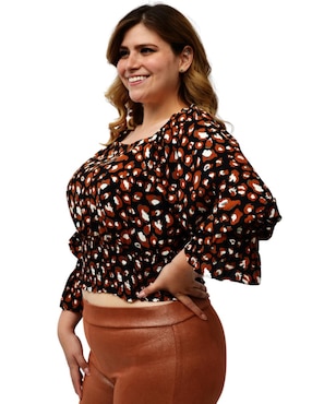 Blusa cintura smock Roman Fashion manga 3/4 para mujer