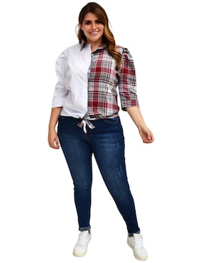 Blusa camisera Roman Fashion manga 3/4 para mujer