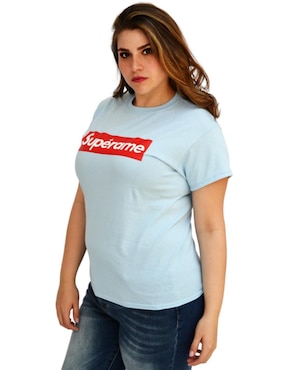 Playera manga corta Roman Fashion cuello redondo para mujer