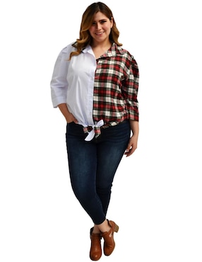 Blusa camisera Roman Fashion manga 3/4 para mujer