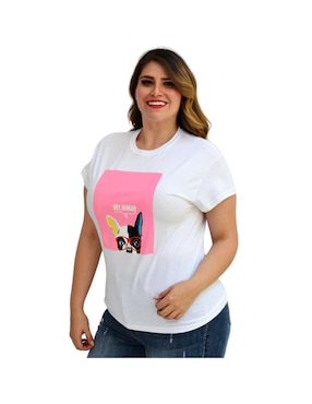 Playera manga corta Roman Fashion cuello redondo para mujer
