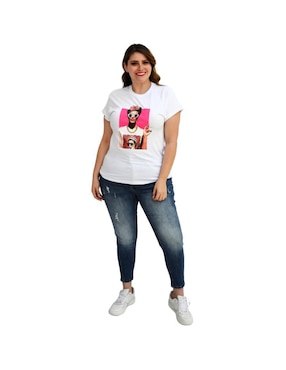 Playera manga corta Roman Fashion cuello redondo para mujer