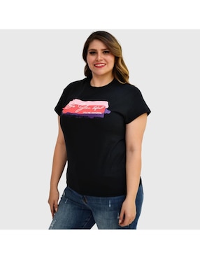 Playera manga corta Roman Fashion cuello redondo para mujer