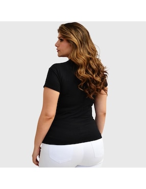Playera manga corta Roman Fashion cuello redondo para mujer