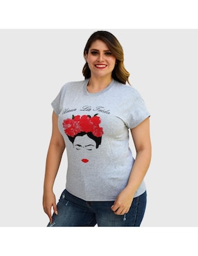 Playera manga corta Roman Fashion cuello redondo para mujer