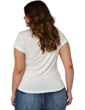 Playera manga corta Balam cuello v para mujer