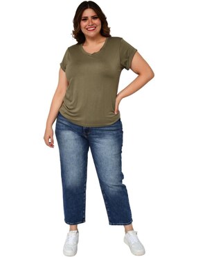 Playera manga corta Balam cuello v para mujer