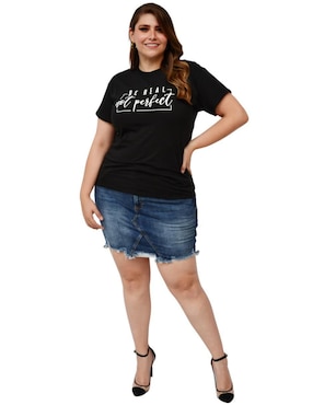 Playera manga corta Roman Fashion cuello redondo para mujer