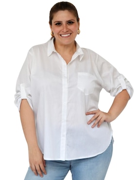 Blusa camisera Roman Fashion manga 3/4 para mujer