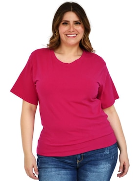 Playera manga corta Roman Fashion cuello v para mujer