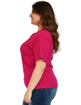 Playera manga corta Roman Fashion cuello v para mujer