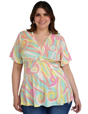 Blusa Roman Fashion manga corta para mujer