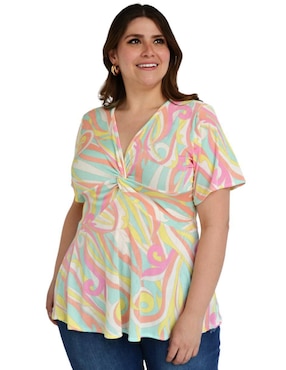 Blusa Roman Fashion manga corta para mujer