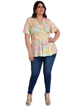 Blusa Roman Fashion manga corta para mujer