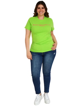 Playera manga corta Roman Fashion cuello redondo para mujer