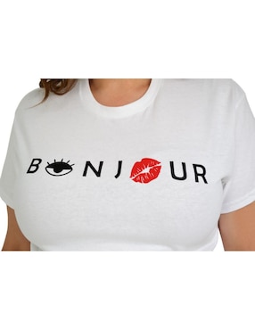 Playera manga corta Roman Fashion cuello redondo para mujer