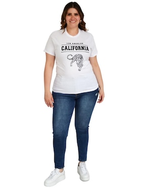 Playera manga corta Roman Fashion cuello redondo para mujer