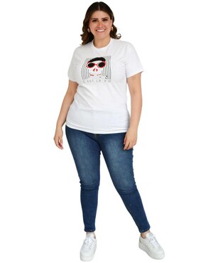 Playera manga corta Roman Fashion cuello redondo para mujer