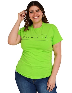 Playera manga corta Roman Fashion cuello redondo para mujer