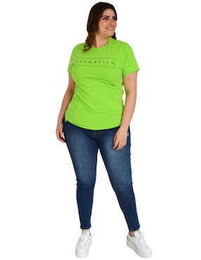 Playera manga corta Roman Fashion cuello redondo para mujer