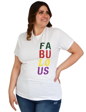 Playera manga corta Roman Fashion cuello redondo para mujer